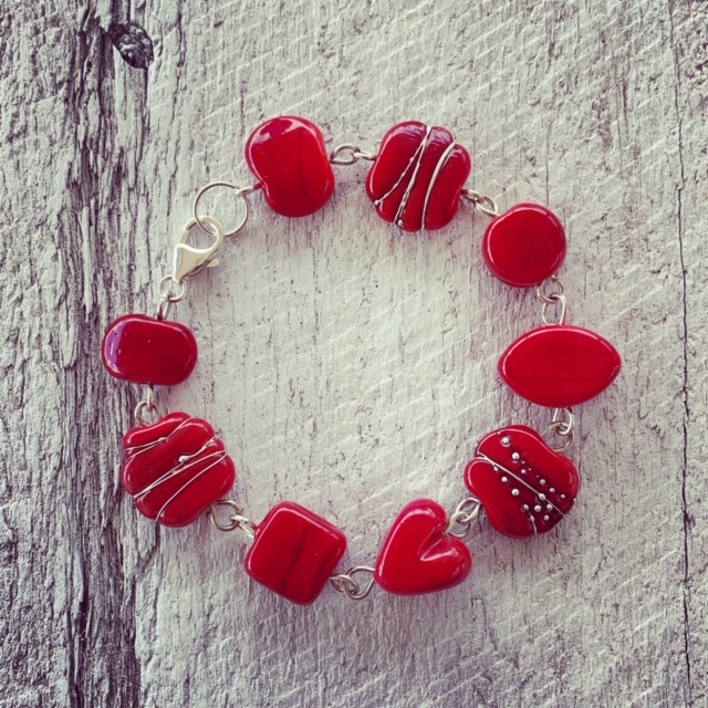 Red glass bead bracelet