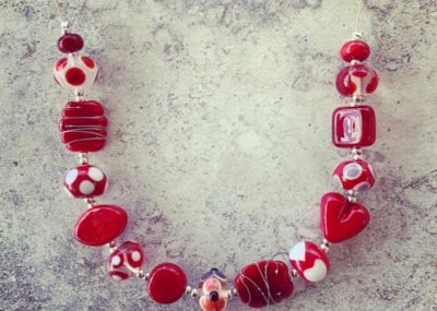 Red glass bead necklace