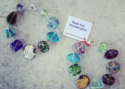 recycled glass bead bracelet