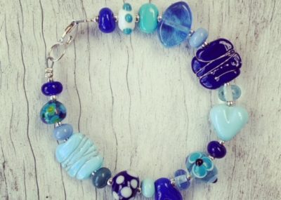 blue glass bead bracelet