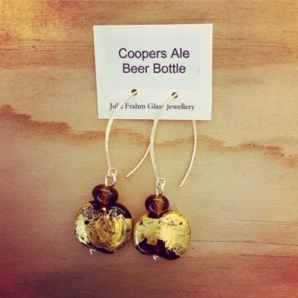 recycled glass bead earrings