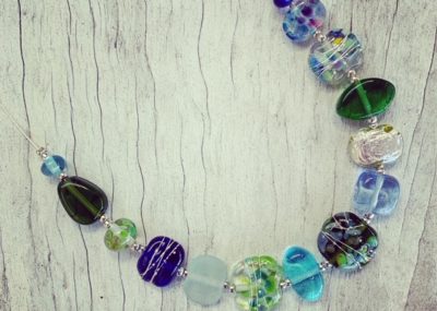 recycled glass bead necklace