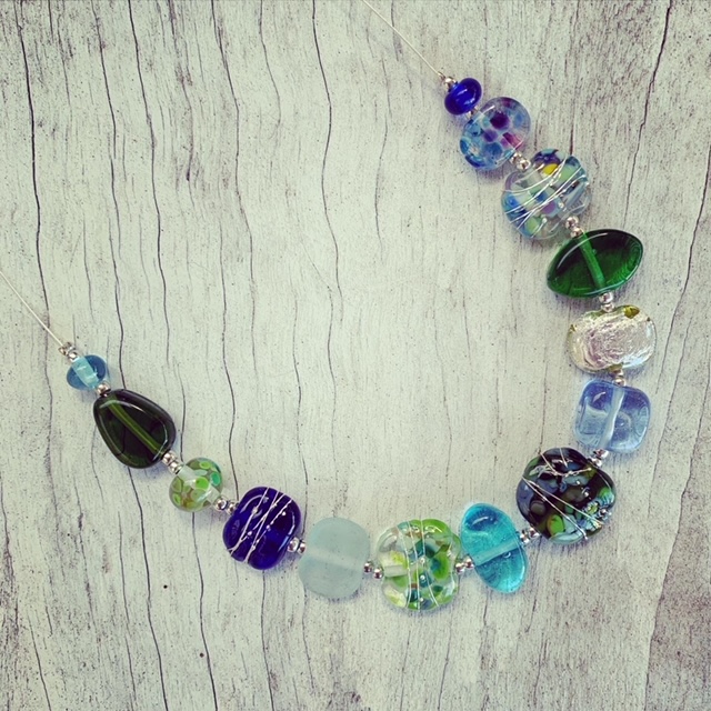 recycled glass bead necklace