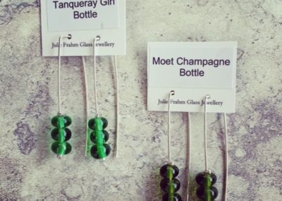 Green recycled glass earrings