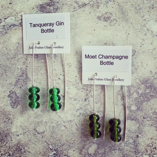 Green recycled glass earrings