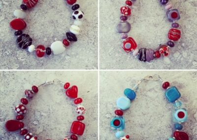 red glass bead bracelets