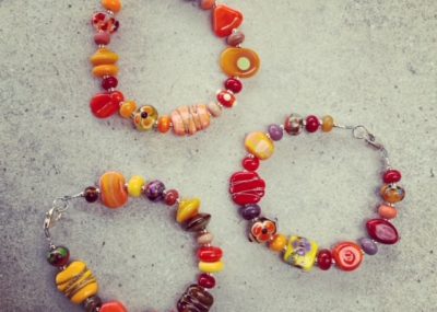 orange glass bead bracelets
