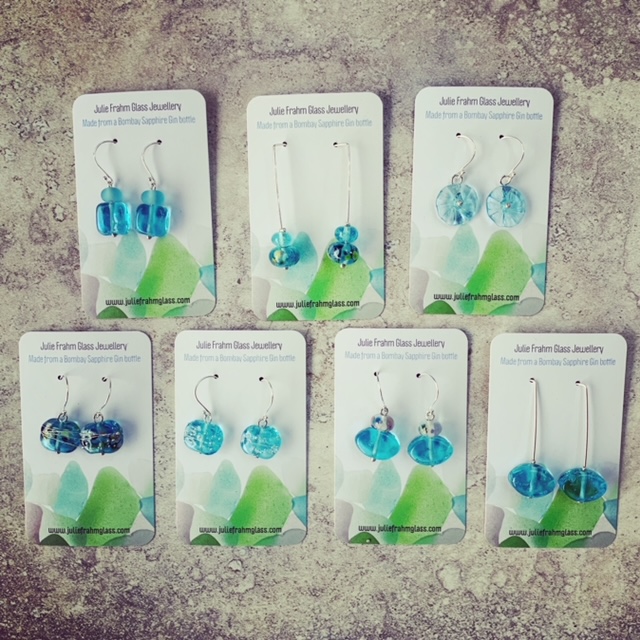 bombay sapphire gin bottle earrings
