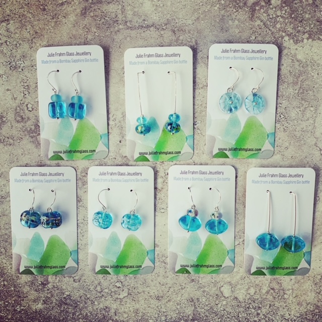 bombay sapphire gin bottle earrings