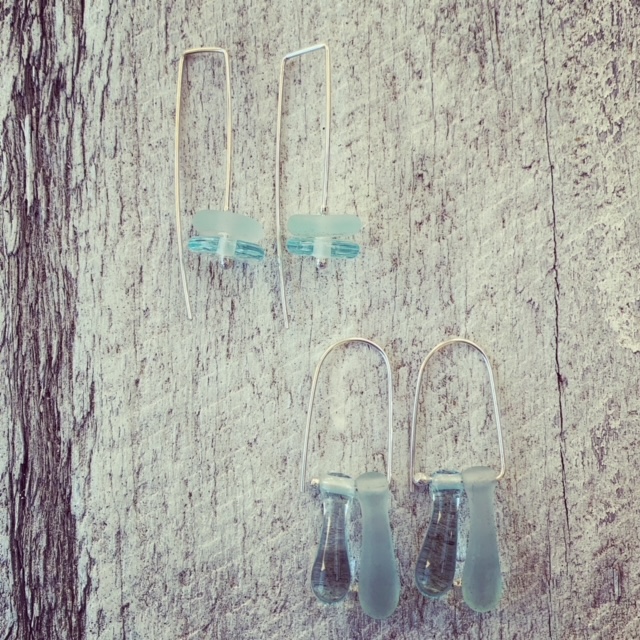 Shiny and Etched Wine Bottle Earrings