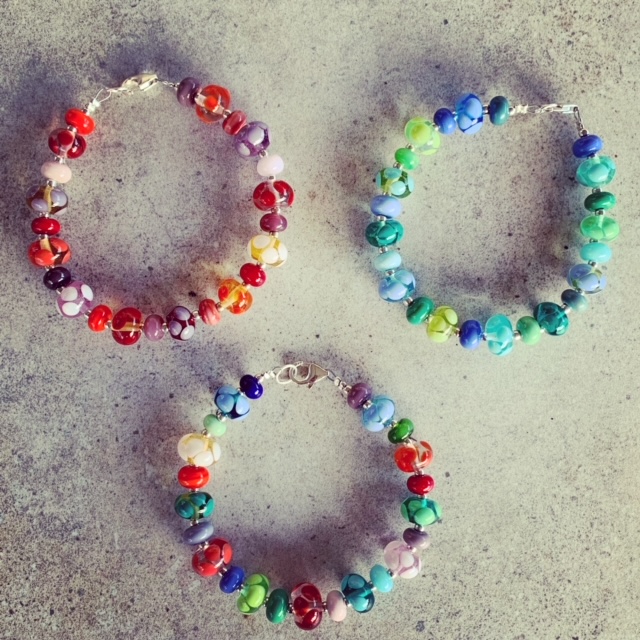 Colourful bead bracelets