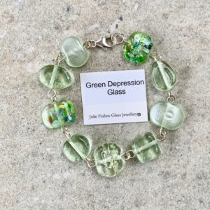 green depression glass bracelet