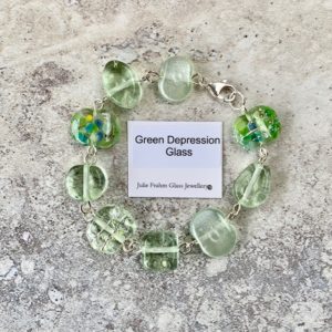 green depression glass bracelet