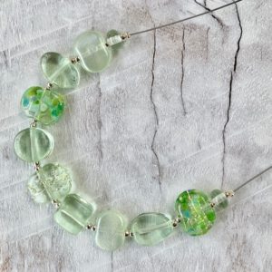 green depression glass necklace