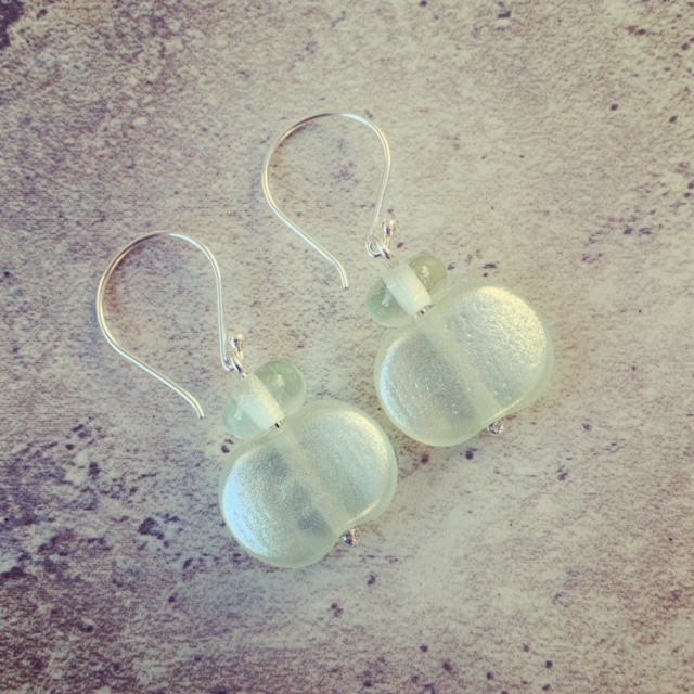 Green Depression Glass Earrings