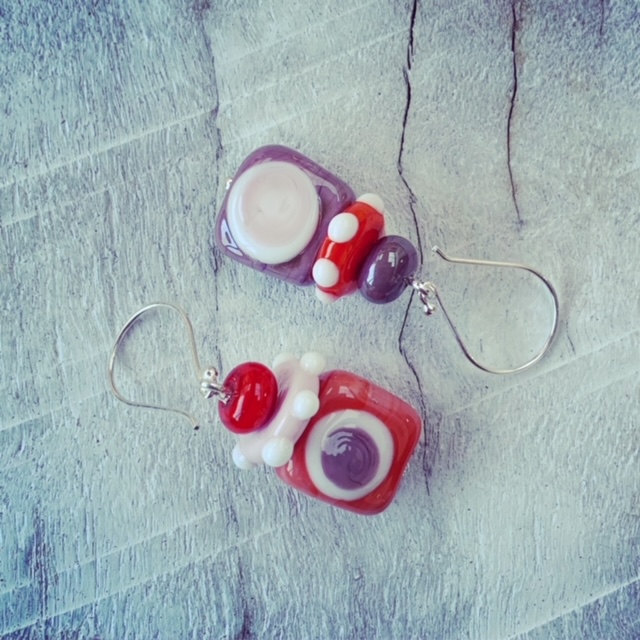 mismatched glass earrings