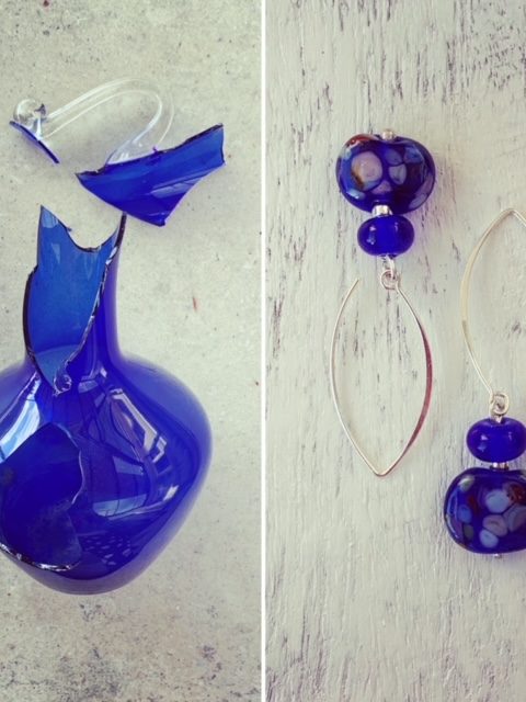 cobalt blue glass earrings