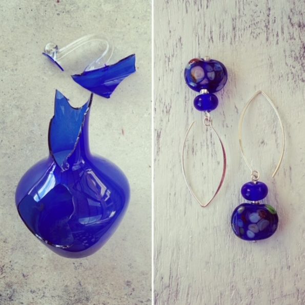 cobalt blue glass earrings