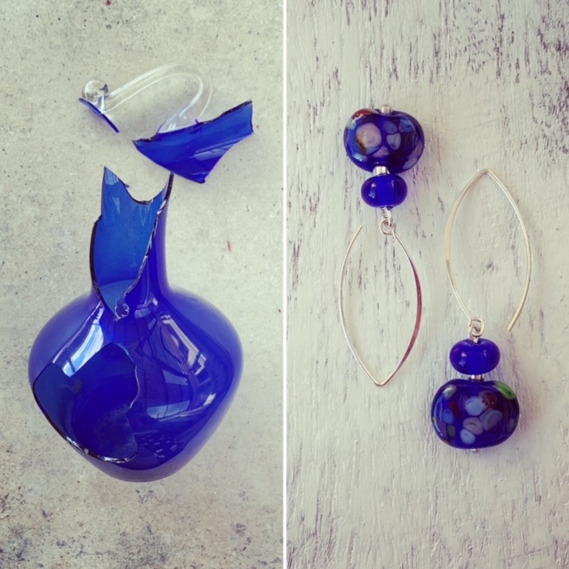 cobalt blue glass earrings 