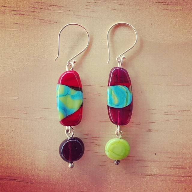 mismatched glass bead earrings