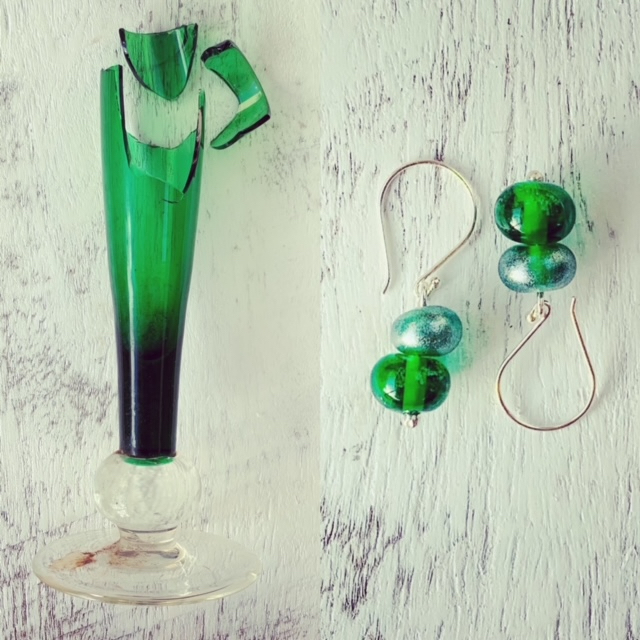 green glass earrings