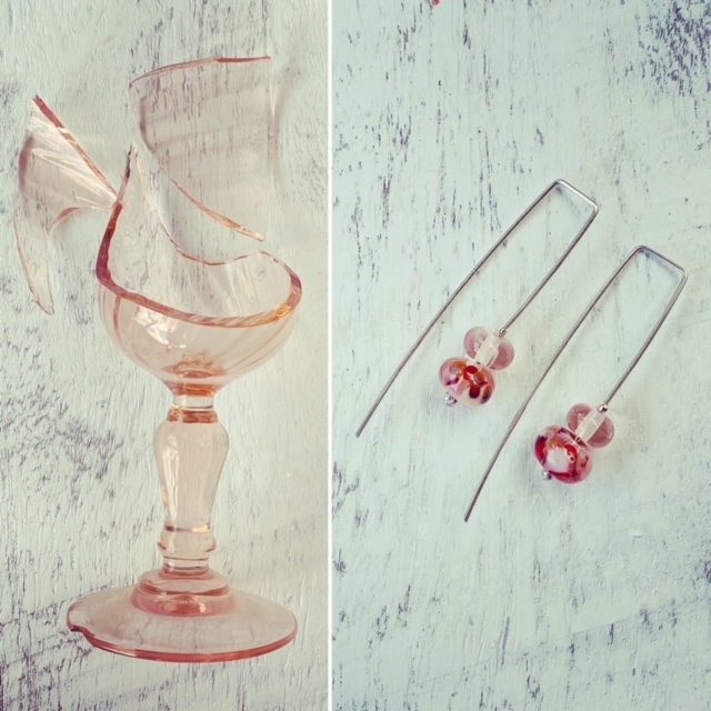 pink glass earrings