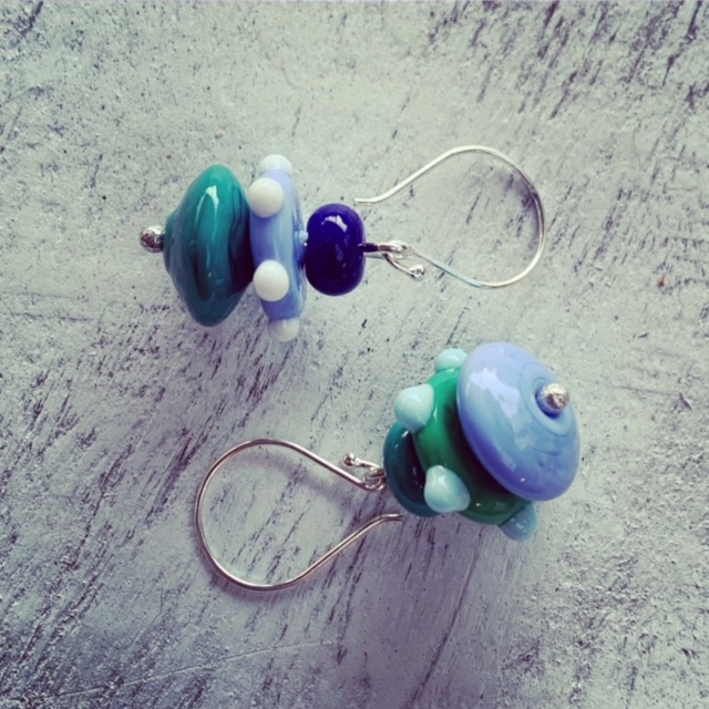 blue green bead earrings