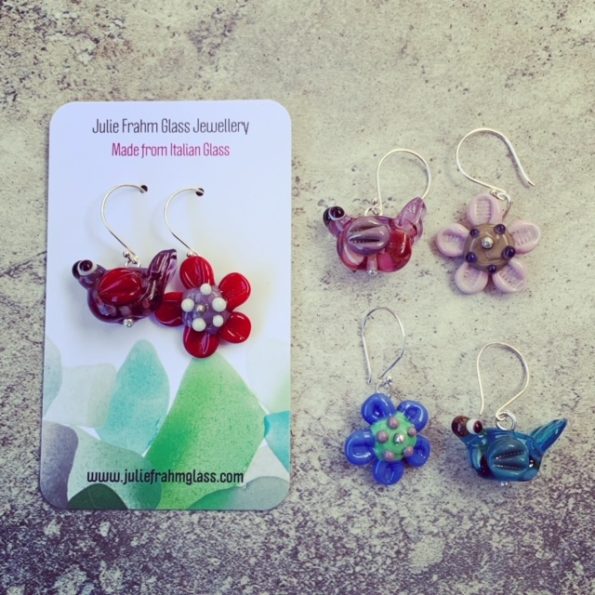 bird and flower earrings 