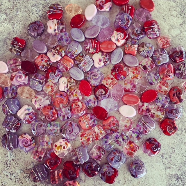 red pink purple beads